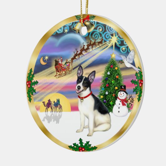 Xmas Magic - Rat Terrier Keramikornament (Links)