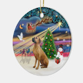 Xmas Magic - Rhodesian Ridgeback Keramikornament (Links)