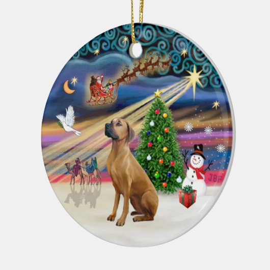 Xmas Magic - Rhodesian Ridgeback Keramikornament (Links)