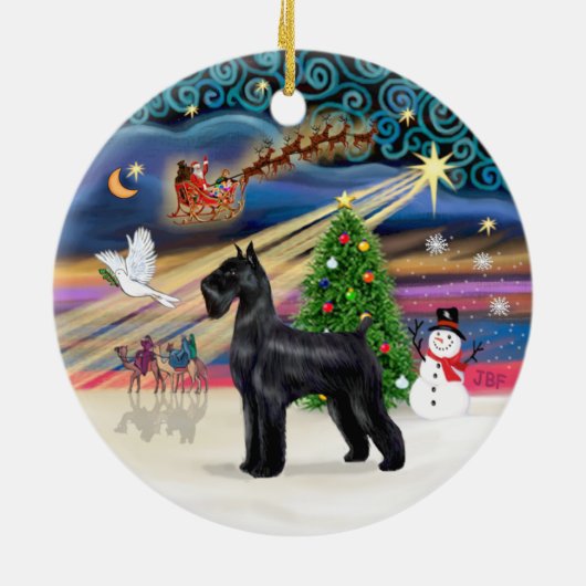 Xmas Magic - Riesenschnauzer (schwarz) Keramikornament (Hinten)