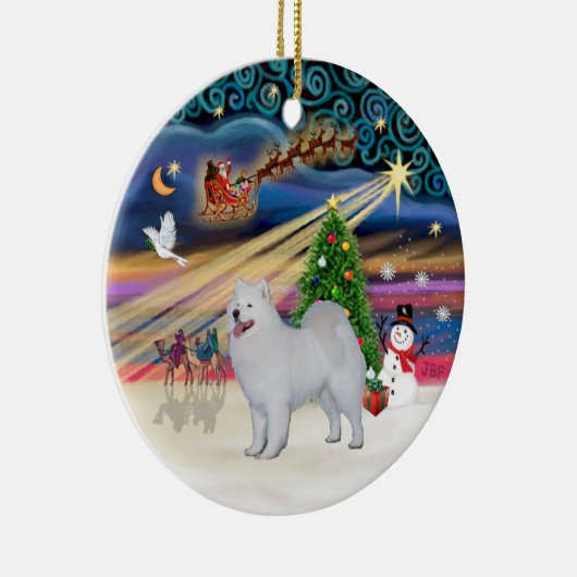 Xmas Magic - Samoyed (Stand) Keramik Ornament (Rechts)