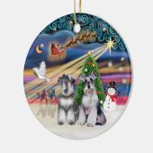 Xmas Magic - Schnauzers (Zwei) Keramik Ornament (Links)