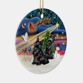Xmas Magic - Scotties (ZWEI) Keramik Ornament (Rechts)