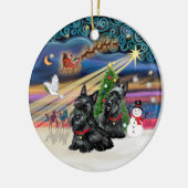 Xmas Magic - Scotties (ZWEI) Keramik Ornament (Links)