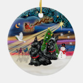 Xmas Magic - Scotties (ZWEI) Keramik Ornament (Hinten)