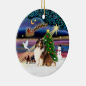 Xmas Magic - Sheltie #7 Keramikornament (Rechts)
