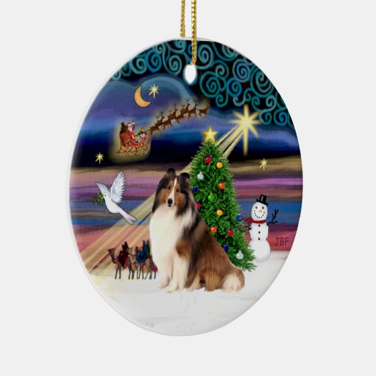 Xmas Magic - Sheltie #7 Keramikornament (Rechts)