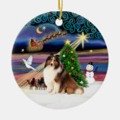 Xmas Magic - Sheltie #7 Keramikornament (Vorne)