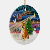 Xmas Magic - Shiba Inu 7 Keramik Ornament (Rechts)