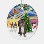 Xmas Magic - Shih Tzu (braun/weiß) Keramik Ornament (Links)