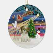 Xmas Magic - Shih Tzu Puppy (braun-weiß) Keramik Ornament (Links)