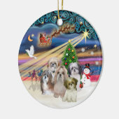 Xmas Magic - Shih Tzus (FÜNF) Keramik Ornament (Links)