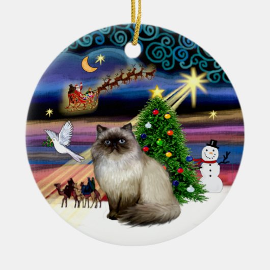 Xmas Magic - Siegel Point Himalayan 7 Keramik Ornament (Vorne)