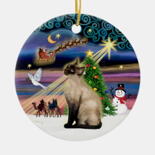 Xmas Magic - Siegel Point Siamese Keramikornament (Vorne)
