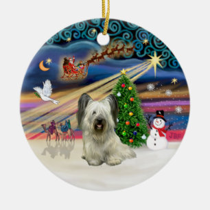 Xmas Magic - Skye Terrier (hell) Keramik Ornament
