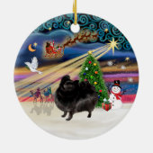 Xmas Magic - Spitz (schwarzer Stand) Keramik Ornament (Hinten)