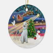 Xmas Magic - Standard Poodle (creme/weiß) Keramikornament (Links)