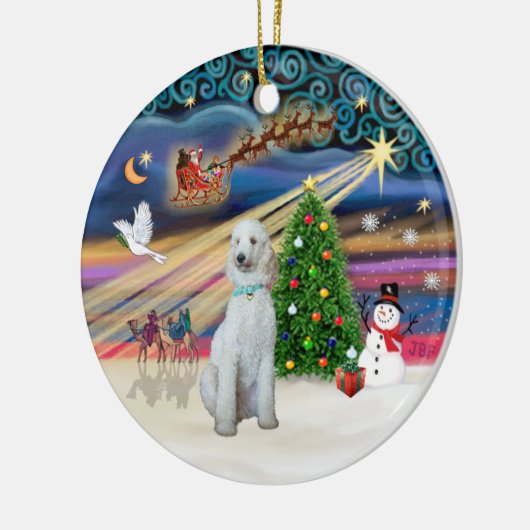 Xmas Magic - Standard Poodle (creme/weiß) Keramikornament (Links)