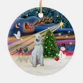 Xmas Magic - Standard Poodle (creme/weiß) Keramikornament (Hinten)
