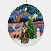 Xmas Magic - Tabby Tiger cat Keramikornament (Links)