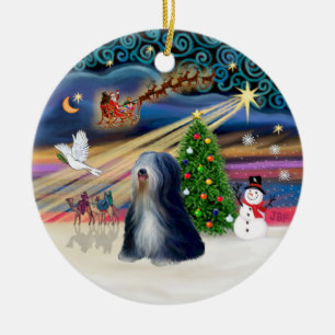 Xmas Magic - Tibet-Terrier (SW) Keramik Ornament