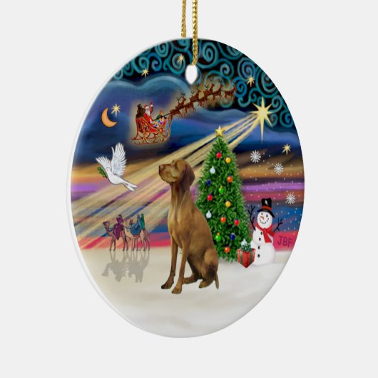 Xmas Magic - Vizsla #2 Keramikornament (Rechts)