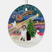 Xmas Magic - Walisischer Corgi (Trifarbe) Keramikornament (Links)