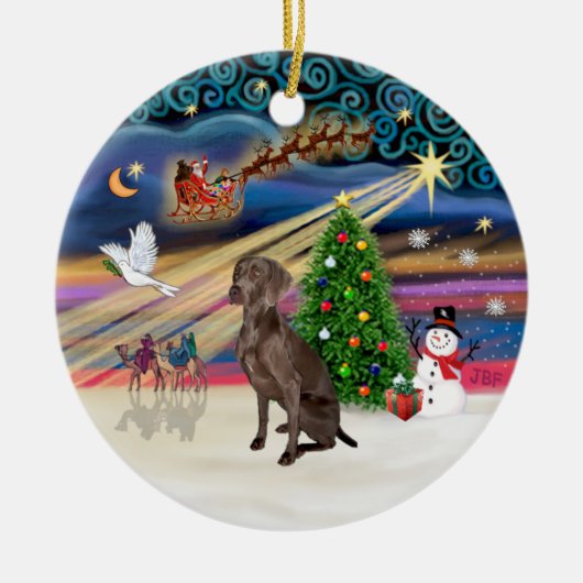 Xmas Magic - Weimaraner #A7 Keramikornament (Vorne)