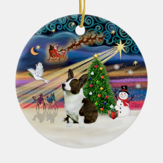 Xmas Magic - Welsh Corgi (Cardigan) Keramikornament (Vorne)