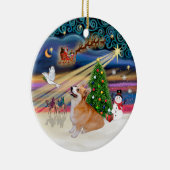 Xmas Magic - Welsh Corgi (Pembroke 7b) Keramikornament (Rechts)