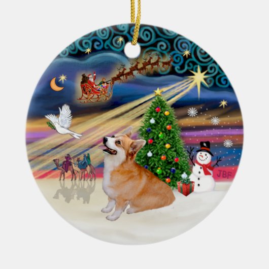Xmas Magic - Welsh Corgi (Pembroke 7b) Keramikornament (Vorne)