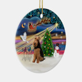 Xmas Magic - Welsh Terrier Keramikornament (Rechts)