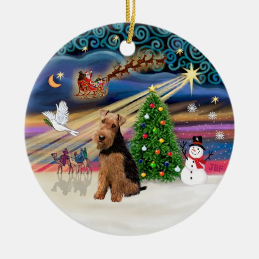 Xmas Magic - Welsh Terrier Keramikornament (Vorne)