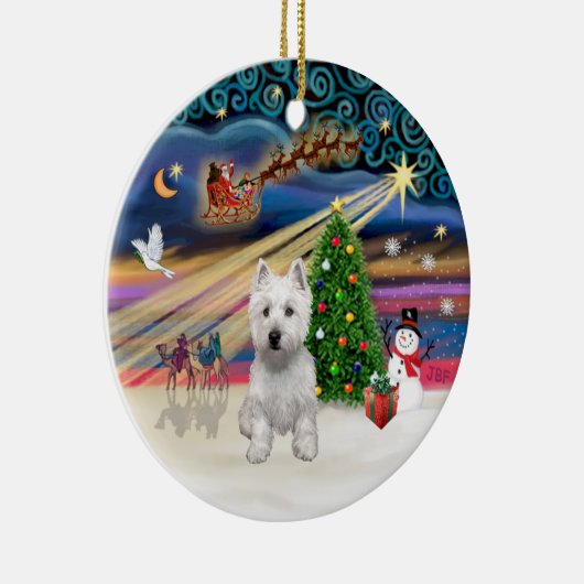Xmas Magic - Westie (P) Keramikornament (Rechts)