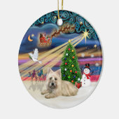 Xmas Magic - Wheaten Cairn Terrier #4 (liegen) Keramikornament (Links)
