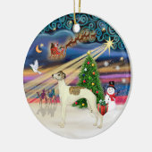 Xmas Magic - Whippet 3 (cremefarben) Keramik Ornament (Links)