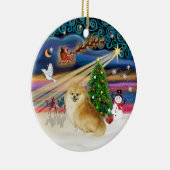 Xmas Magic - Wolf Sable Spitz Keramikornament (Rechts)