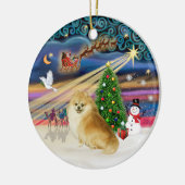 Xmas Magic - Wolf Sable Spitz Keramikornament (Links)