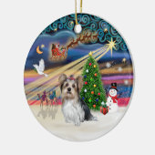 Xmas Magic - Yorkie (Biewer) Keramik Ornament (Links)