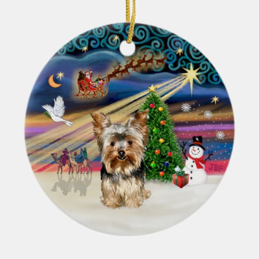 Xmas Magic - Yorkshire Terrier 17 Keramikornament (Vorne)