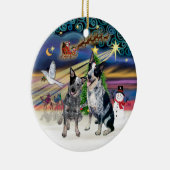 Xmas Magic - Zwei australische Rinder-Hunde Keramik Ornament (Rechts)