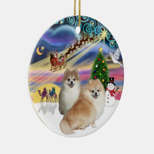 Xmas Magic - Zwei Spitze (WS+fawn) Keramikornament (Rechts)