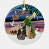 Xmas Magic - Zwei Tabby-Katzen (#2) Keramikornament (Hinten)