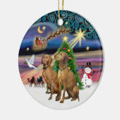 Xmas Magic - Zwei Vizslas Keramikornament (Links)