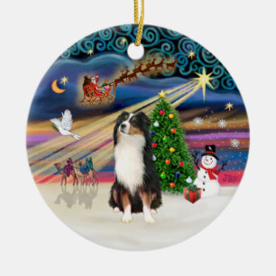 Xmas-Magie - Aussie Shepherd (dreifarbig) Keramikornament