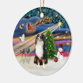 Xmas-Magie - Aussie Shepherd (dreifarbig) Keramikornament (Links)