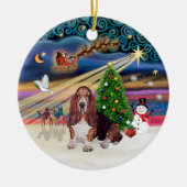 Xmas Magie - Basset Hound Keramik Ornament (Vorne)