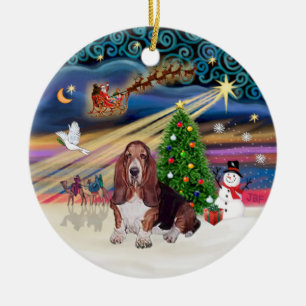 Xmas Magie - Basset Hound Keramik Ornament