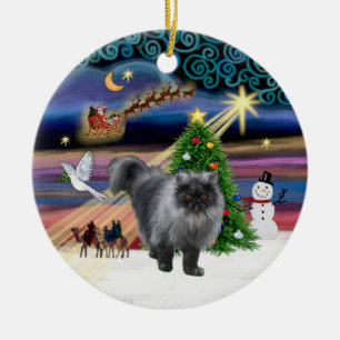 Xmas-Magie - Blaue Rauch Persianerkatze Keramikornament