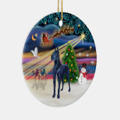 Xmas Magie - Blue Great Dane Keramikornament (Rechts)